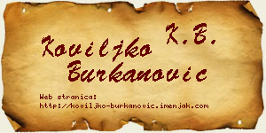Koviljko Burkanović vizit kartica